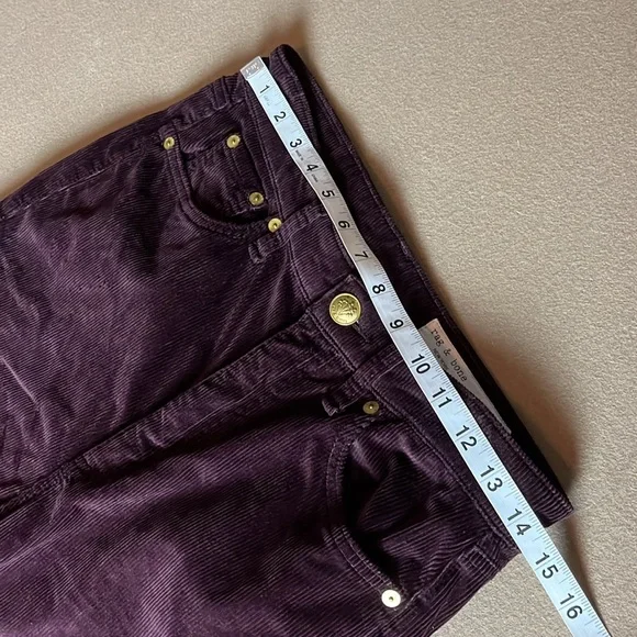 RAG & BONE Casey Corduroy High Rise Flare Jeans in Burgundy - Size 27 - Picture 12 of 16